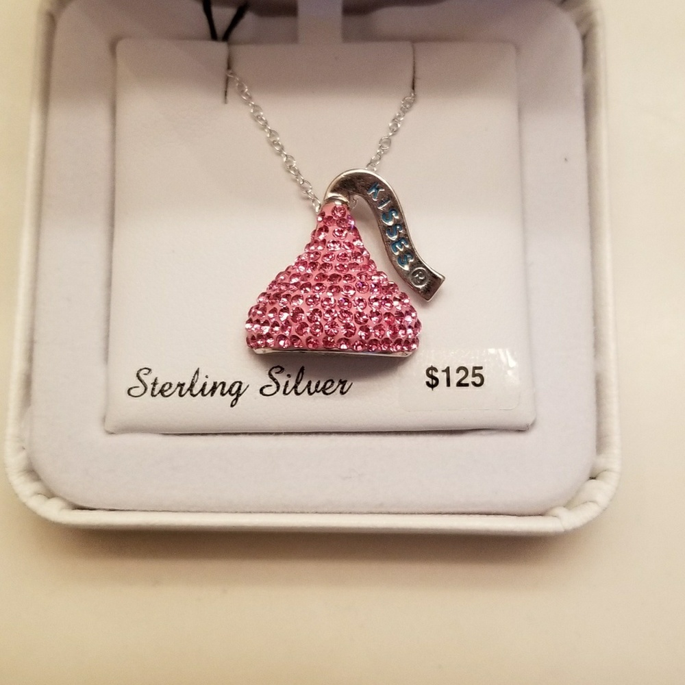 Pink hershey kiss charm necklace